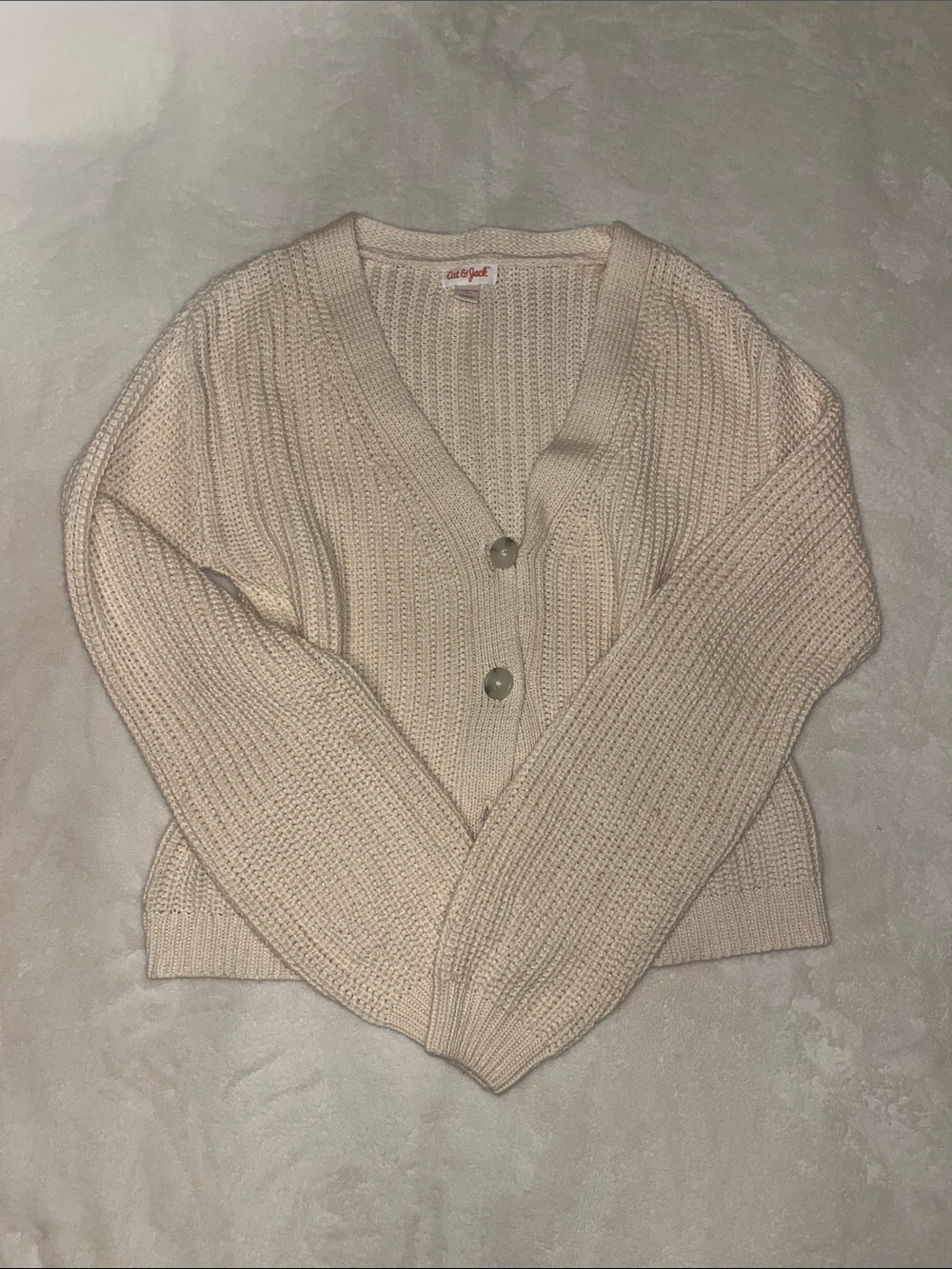 Target Cream Ribbed Button-Front Kids Cardigan